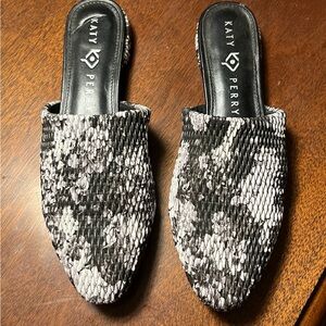 Katy Perry Collections Black and White Textured Mules